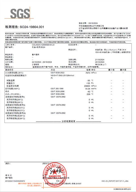 SGS检测报告