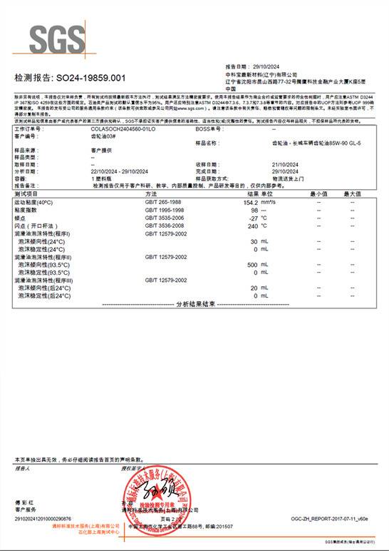 SGS检测报告