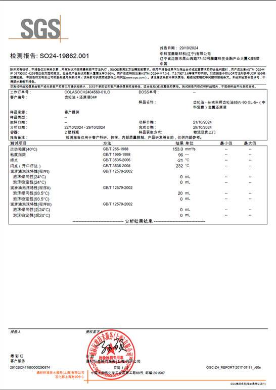 SGS检测报告